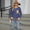 Autumn and Winter Round Neck Contrasting Loose Top Long Sleeved T-shirt
