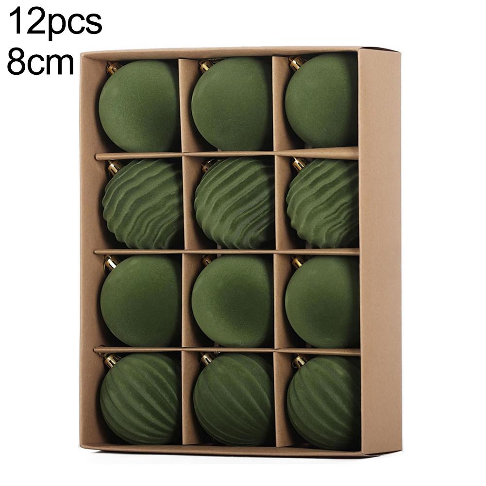 12pcs For Christmas Ball Ornaments with Flocked Texture Suitable for Hanging Decoration On Trees and Seasonal Creative Displays