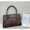 Niche Design Large Capacity Tote Document Handbag Shoulder First Layer Vegetable Tanned Cowhide Commuter Business