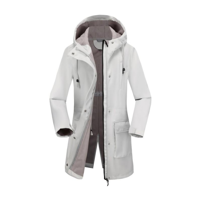 Womens Softshell Jacket With Hood Windproof Rain Resistant Outdoor Coat Long Sleeve Loose Fit Hiking Commuting Fall Winter