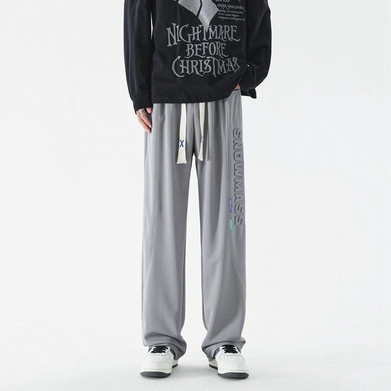 Spring and autumn new men's straight casual pants loose and versatile gray sports long pants drape wide-leg pants