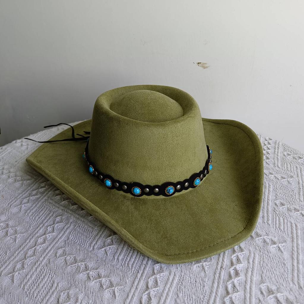 Cappello fedora western cowboy classico con top concavo convesso in camoscio a tesa larga uomo e donna cappello da cowboy moda festa cappello a tesa larga cowgirl