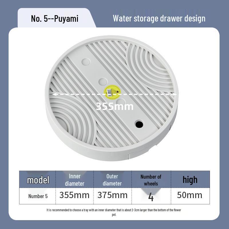 Round Movable Flower Pot Tray with Hidden Wheels and Breathable Bottom for Silent Plant Care