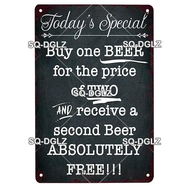 SQDGLZ Vintage Beer Tin Sign  Retro Metal Poster for Bar Wine Cocktail Kitchen Wall Decor  Classic Metal Plaque  Wall Sticker