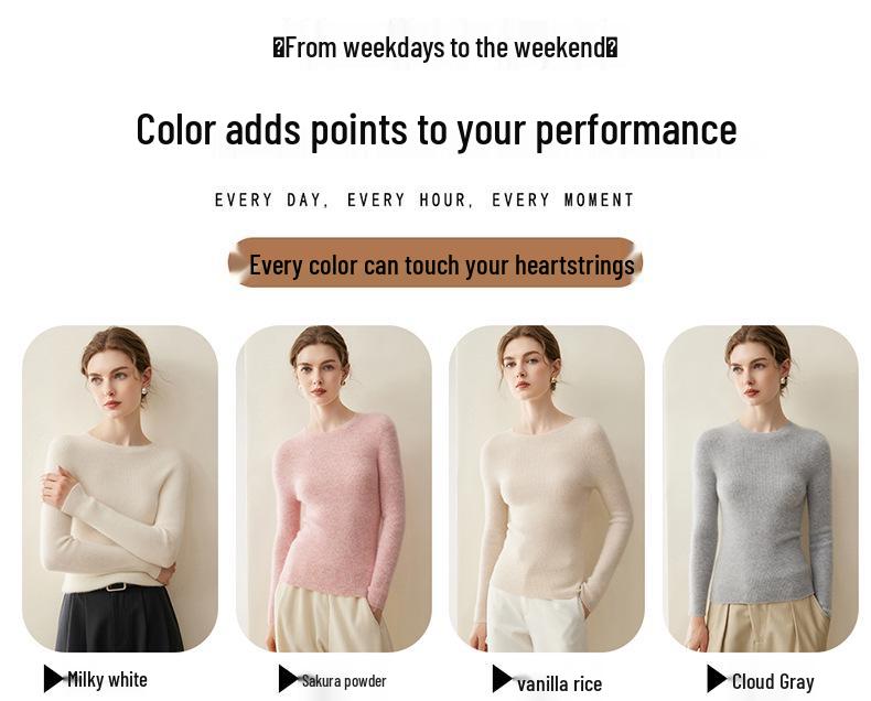Lekasha Women's Pure Cashmere Round Neck Sweater - Loose, Solid Color, Warm Base Layer for Autumn and Winter