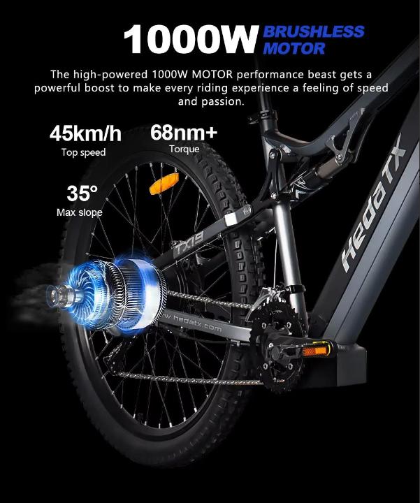 EBike Cool model TX19 1000W Motor 48V19.2AH Battery Dual Hydraulic Braking E bike 29-Inch Tires 27-Speed Off-Road Electric Bicycle