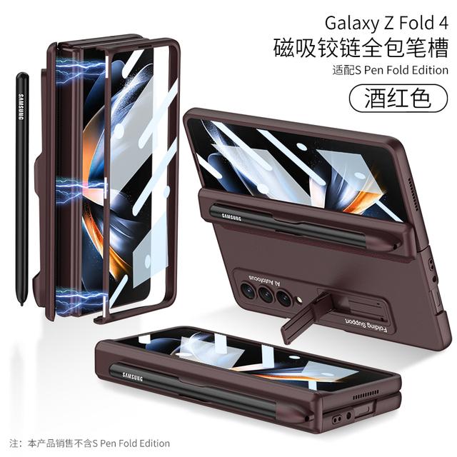 Custodia Porta Penna con Cerniera Magnetica Per Samsung Galaxy Z Fold 4 5g Fold 4 Supporto Stand Custodia Rigida Copertura Slot Laterale per Penna (Nessuna S Pen )