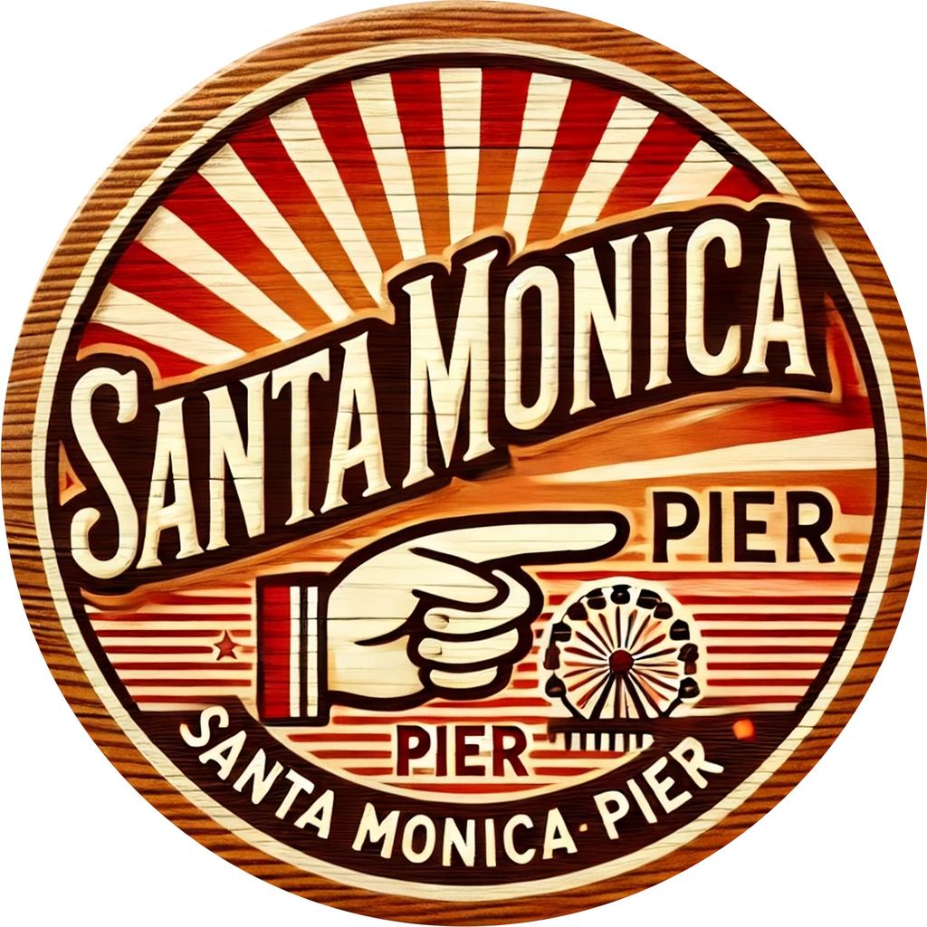 Pc Santa Monica Pier Vintage Aluminum Sign X Inch Round Wall Art Durable Metal Plaque for Home Office Bar Cafe Decor