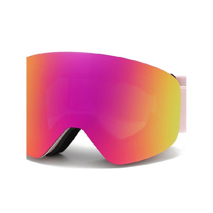 Magnetic ski goggles with cylindrical double-layer anti-fog protection for children and adults, large spherical ski goggles compatible with