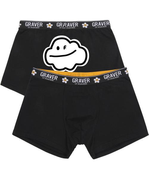 [Graver] 1 УПАКОВКА Белое Облачко Улыбка Мужские Трусы [Отправка из Кореи] 100% Оригинал Black - M