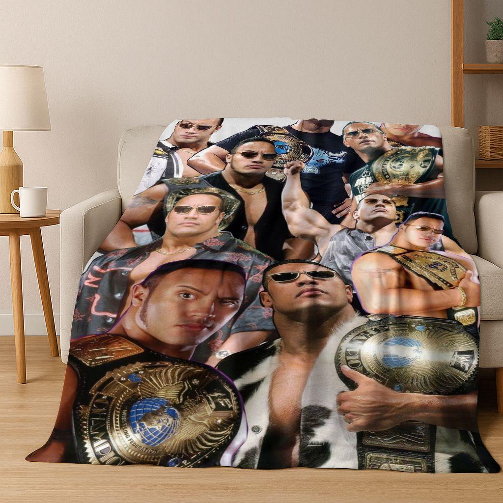 Strong The Rock Dwayne Johnson Art Flannel Blanket,Cozy Soft Throw Blanket for Home Bedroom Bed Sofa Picnic Office Cover Gift