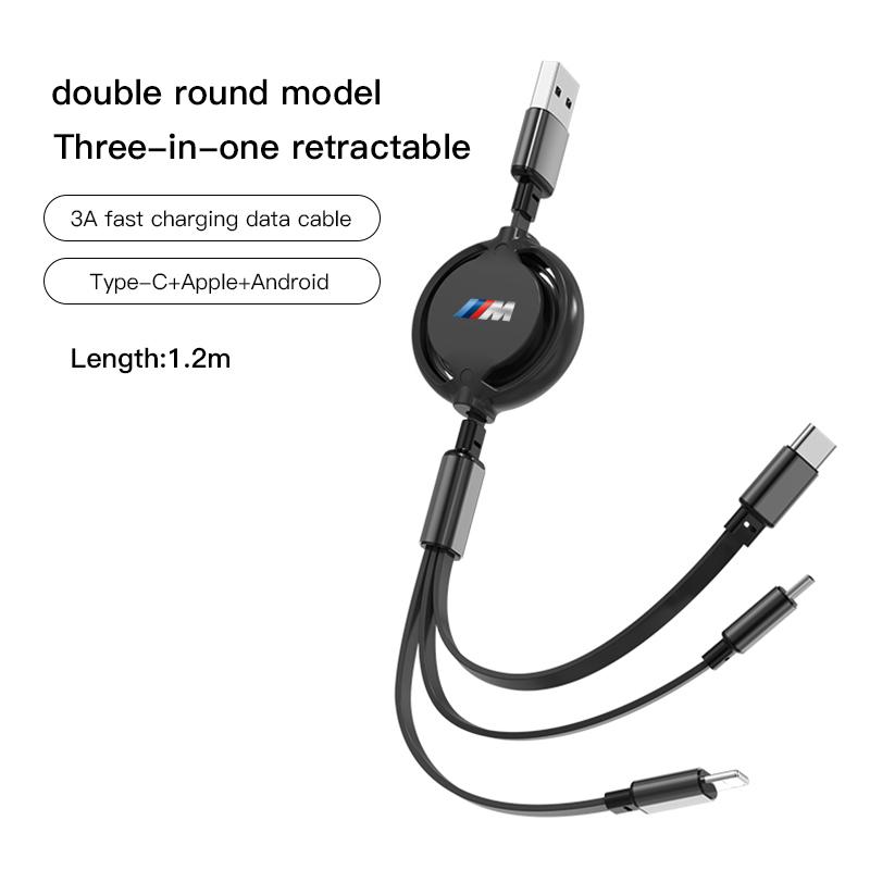 Car Interior Charging Data Cable Scalable 3 In 1 Phone Charger For BMW E46 E90 E60 F30 F10 E39 E36 F20 G20 G30 E92 E87 E91 X5 X3 CL8