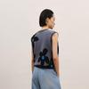 LESS Women's Sleeveless Collarless Cotton Blend Knit Top