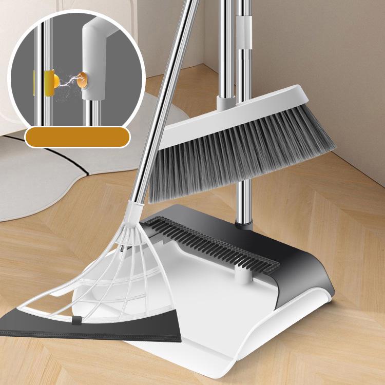 

Набор из метлы и совка для мусора: Мягкая щетина, конструкция двойного назначения с очищающими зубцами для влажной и сухой уборки