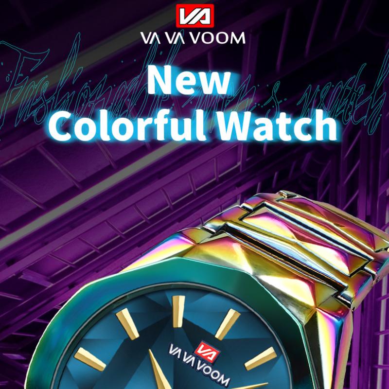 Dual Calendar Waterproof Stainless Steel Strap Watch Business Casual Men's Stainless Steel Watch Color Changing Dial