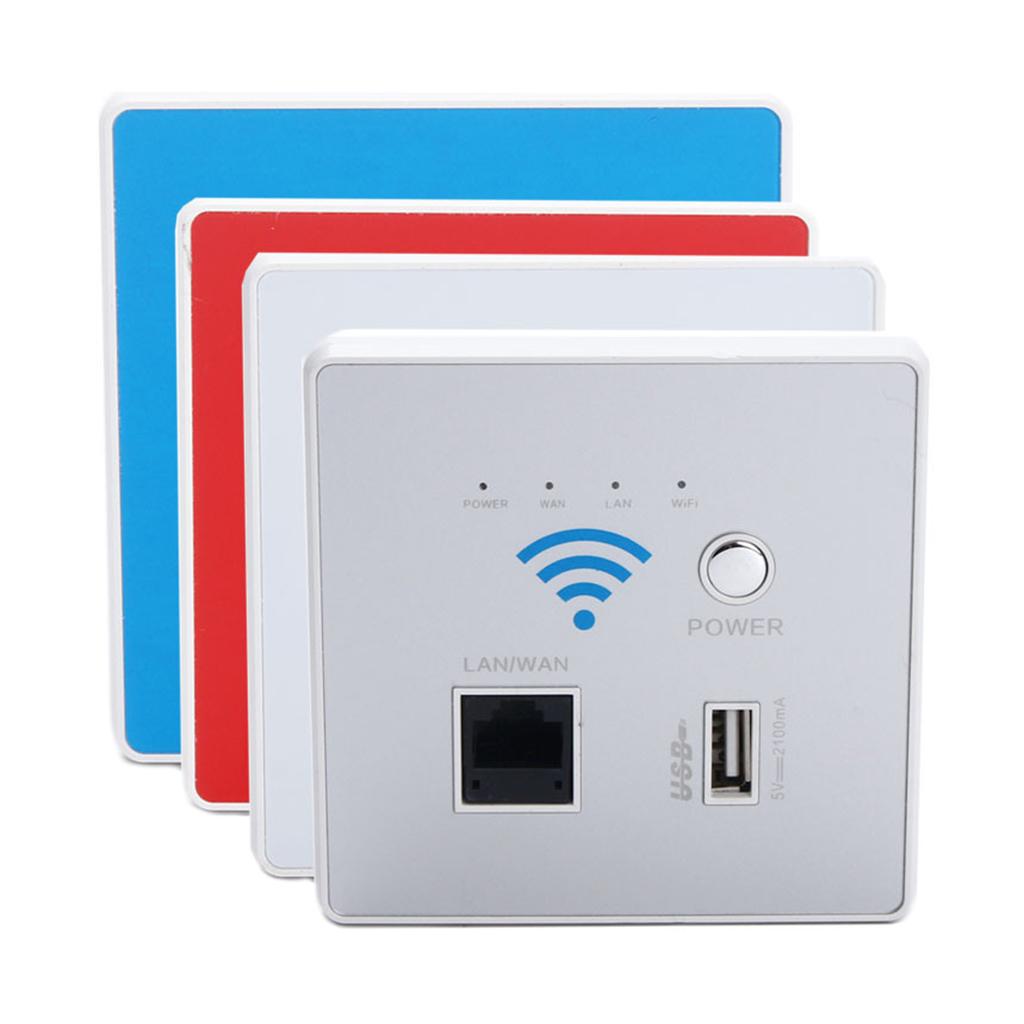 300M Transmission Rate Wireless WIFI Wall Embedded Router USB Charging Socket WiFi Repeater
