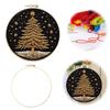 Christmas Tree Stamped Cross Stitch Embroidery Kits with Hoop Cloth Color Thread