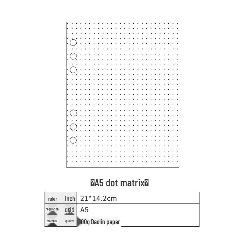 A6 6-Hole Notebook Refill: Blank, Grid, Lined Pages for Student Diaries