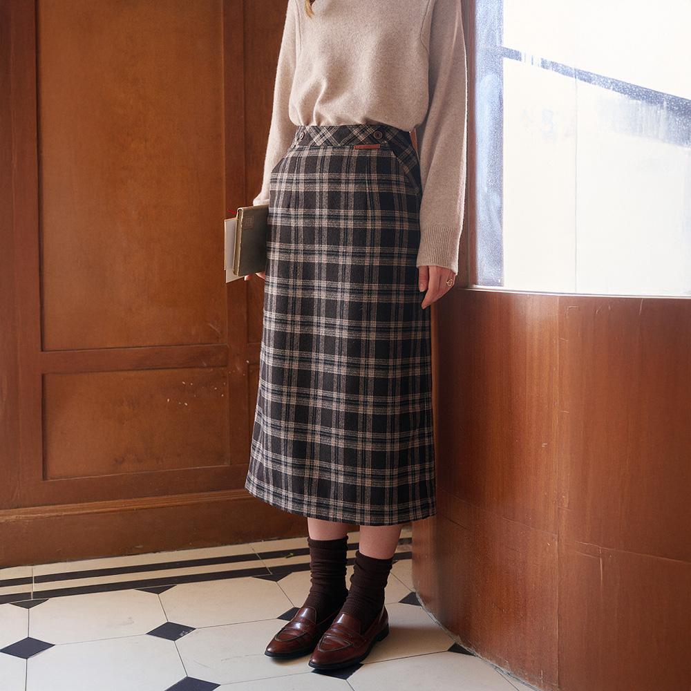 Simpeulleteulo Sr_High-Waisted Plaid Skirt_2Color