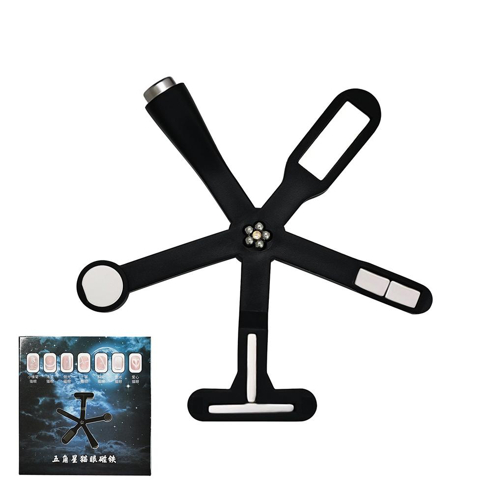 

6-in-1 Nail Art Magnet For Cat Eye Gel Polish, Cross Shape Strong Magnetic Wand For Manicure, Multi Pattern Design Professional