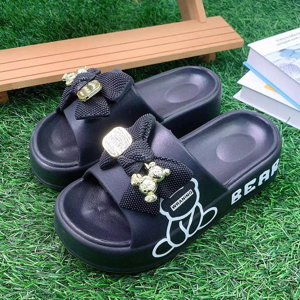 Slippers Women's New Thick-soled Bear Bow EVA Slippers Women's Spring and Summer Fashion One-word Slippers