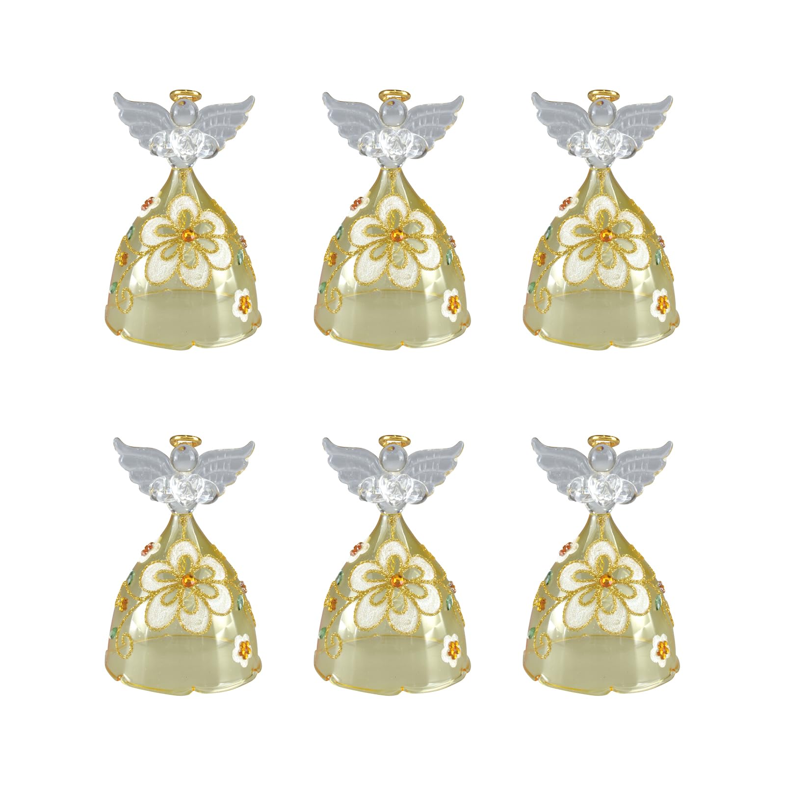 

Fourcart Cute Handmade Glass Floral Angel Bells (Set of 6)