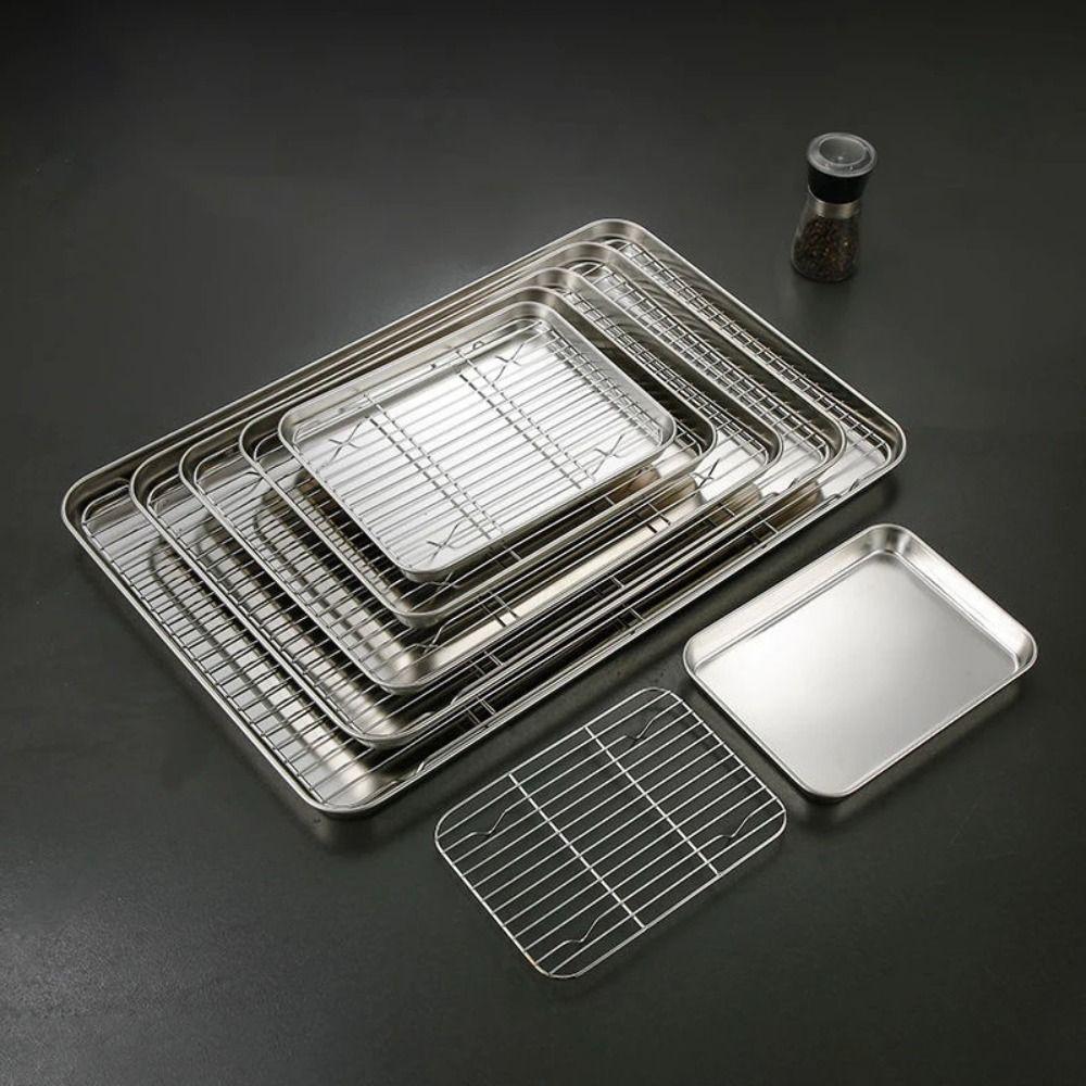 with Cooling Rack BBQ Tray Non-Stick Oven Rack Stainless Steel Baking Pan  for Cooking Roasting