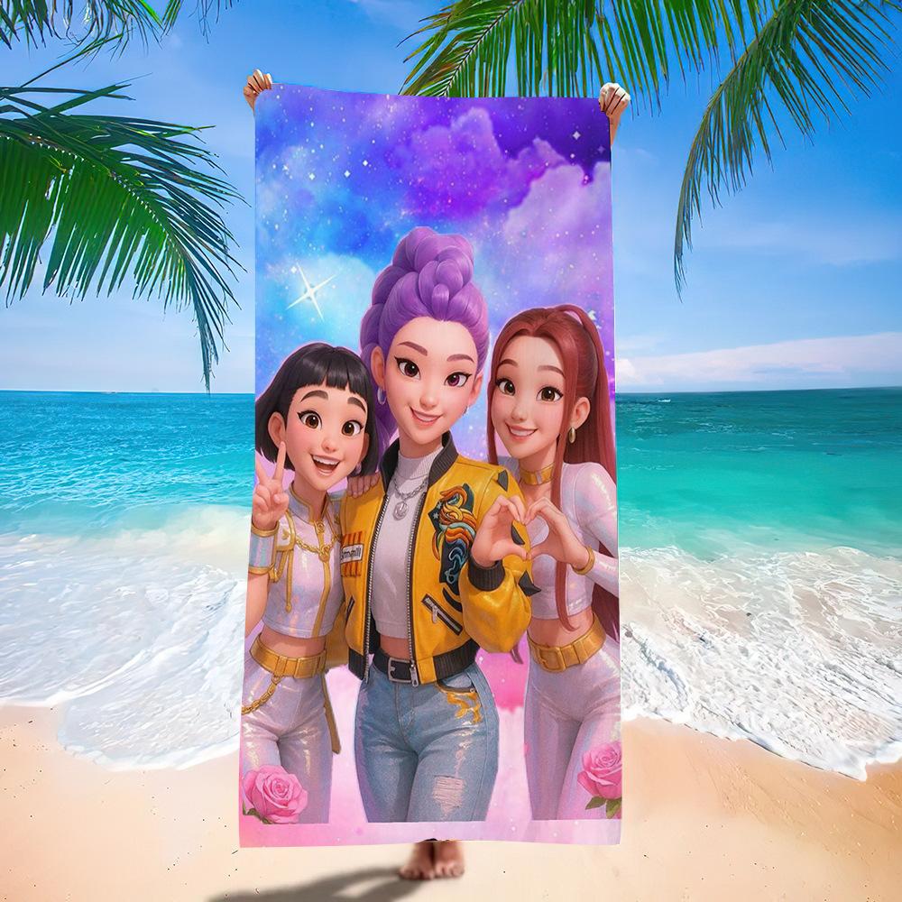 Trend Character Digital Print Double Sided Flannel Microfiber Beach Towel Quick Dry Absorbent Bath Towel