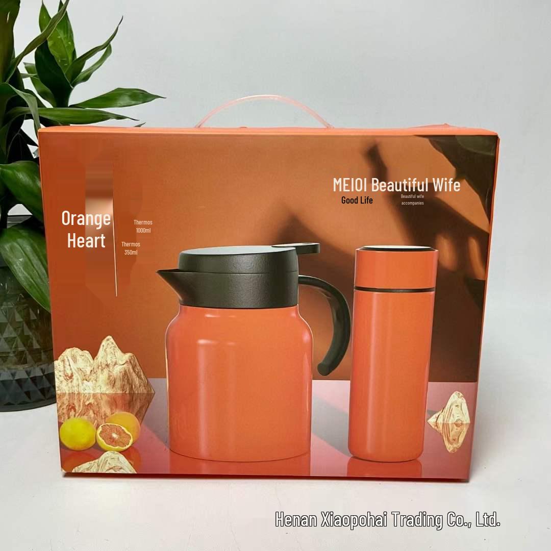 

Siter Jiami Orange Double-Wall Tea Pot and Cup Set with 316 Stainless Steel Infuser. One box with 20 sets