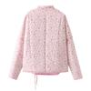 2026 Fashion Pink Sweet Women's Clothing Floral Strap Cotton Coat V-neck Cotton Jacket