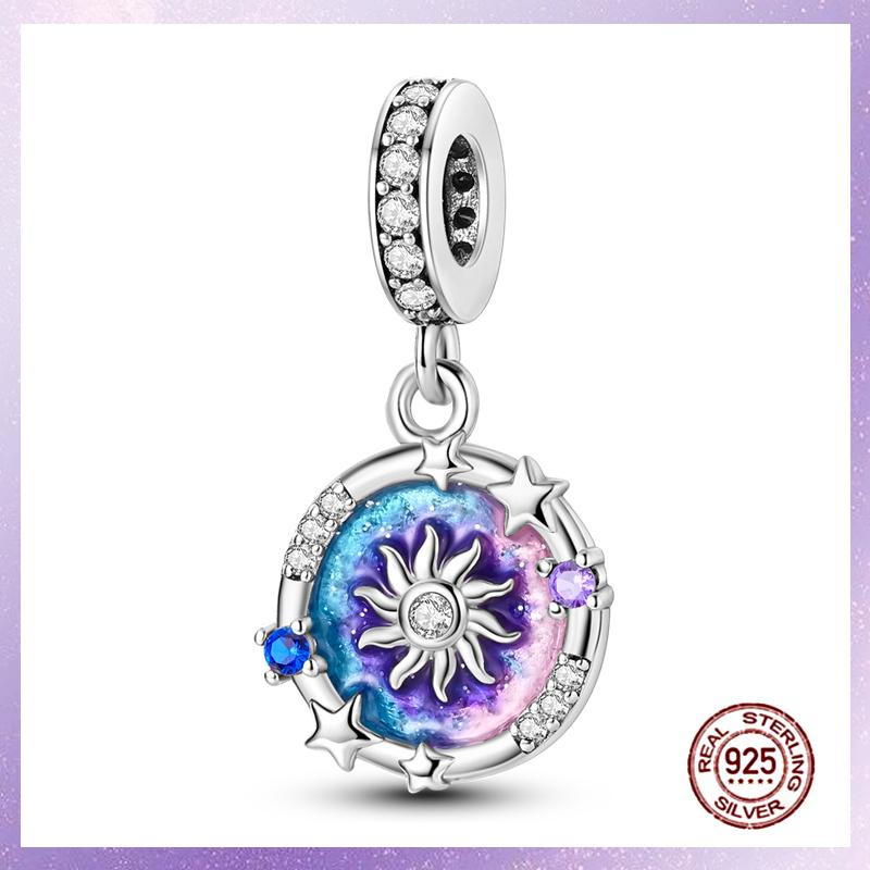 Purple Charms Copper Fit Original Pendant Bracelet Butterfly Glass Heart Feather Clip Charm Dangle Luminous Bead Diy Jewelry