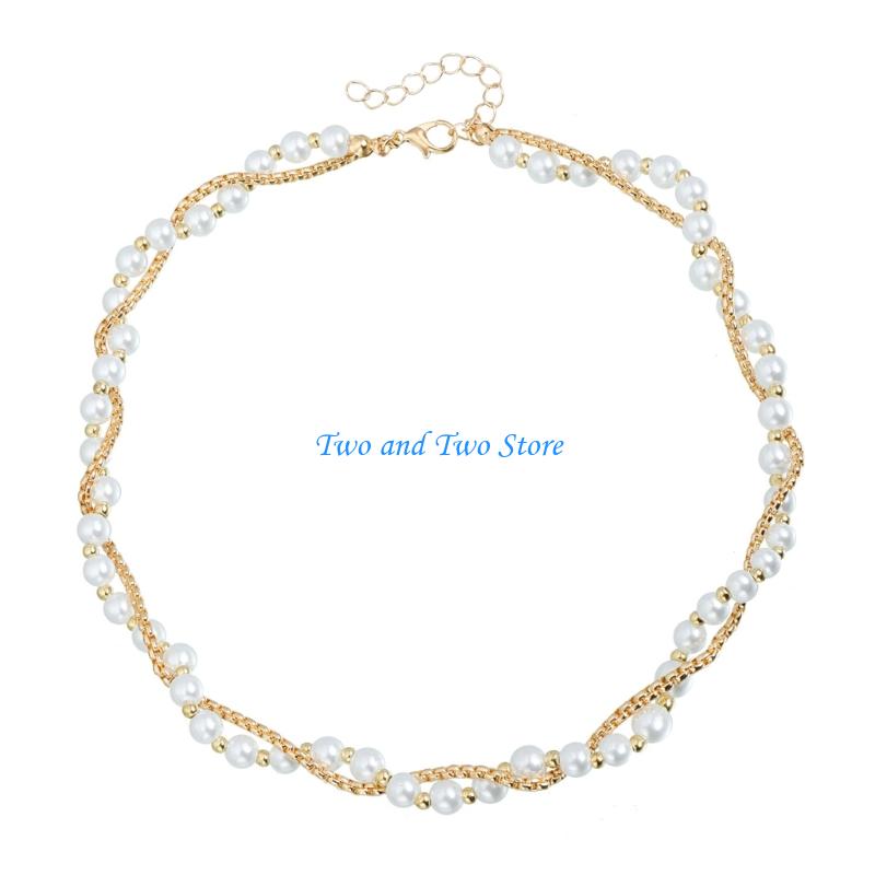 HX6F Stylish Layering Necklace Feature Sparkling Glass Crystals Adjustable Twist Chain For Casual or Formal Event