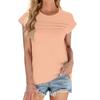 Women's Fashion Casual Basic Textured Solid Color Neck T-Shirt Vest Top