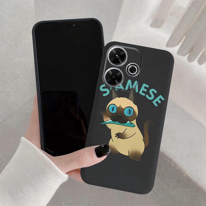 

Мягкий силиконовый чехол Siamese Cat для Samsung A55 M35 S24 Xiaomi Redmi Note 13 Pro 13C 14T Poco C65 iPhone Huawei Honor 200 Lite Realme противоударный чехол Honor X9b чёрный
