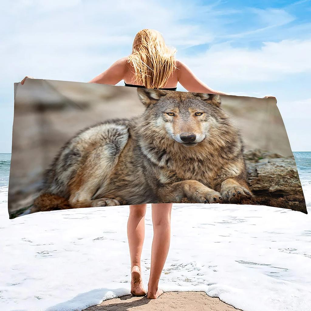 Wolf Beach Towel Groups of Wolves Wild Animal Design Soft Sand Free Bath Towel Quick Dry Sport Spa Yoga Gym Kitchen Hand Towels