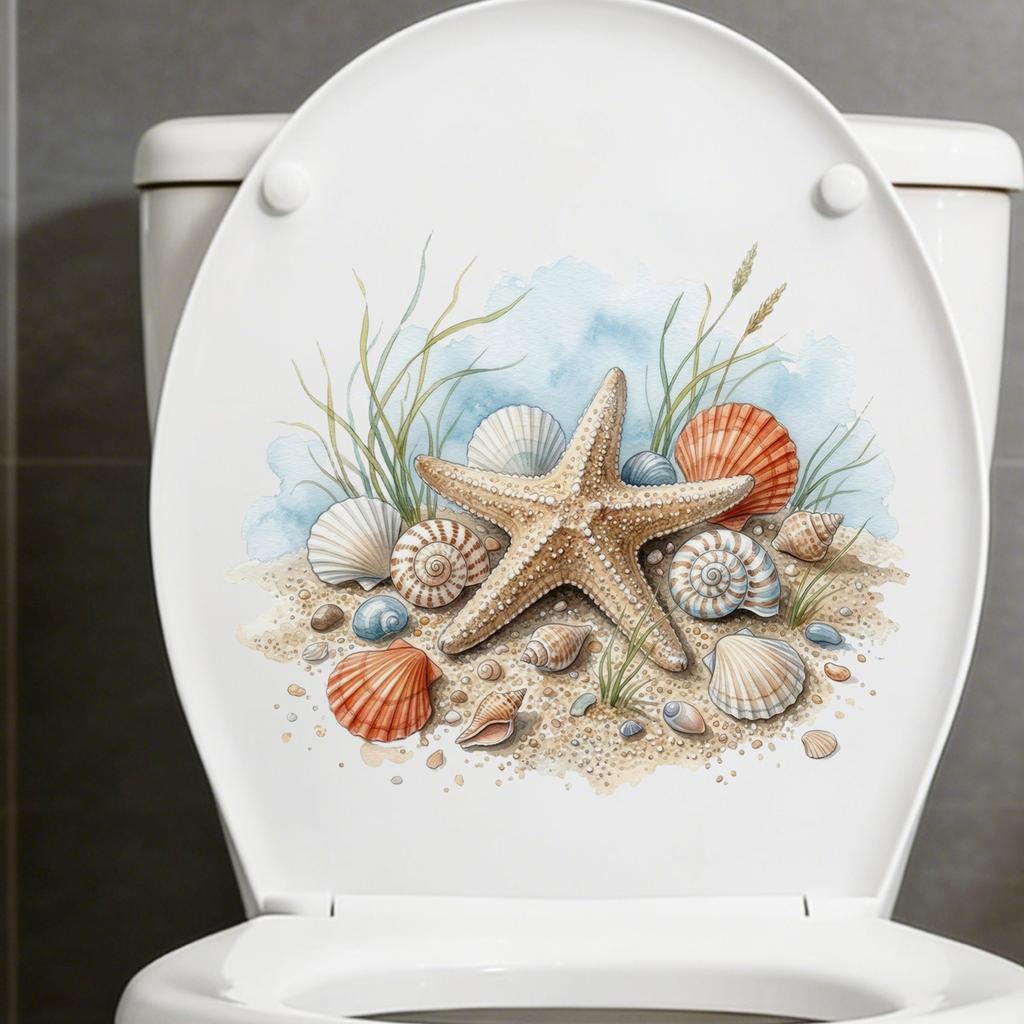 Seashell and Starfish Wall Sticker Removable Self-Adhesive Decal for Living Room Bedroom Bathroom Decor