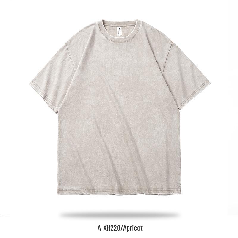 Popular Summer Heavyweight American-Style Distressed Drop Shoulder Cotton Retro T-Shirt XL