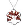 Silver Winding Flower Tree Of Life Necklace Gravel Crystal Pendant N72