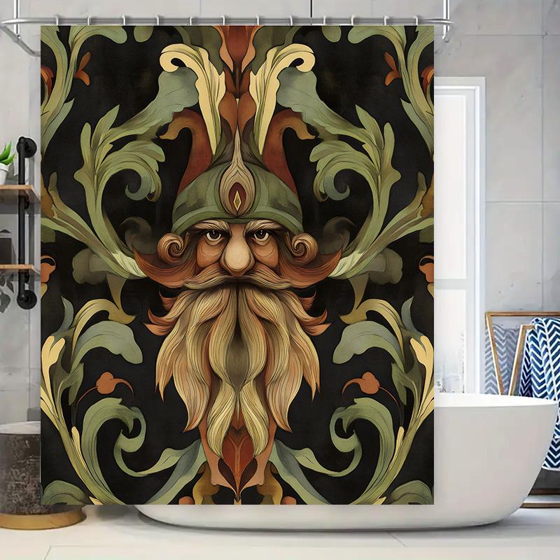 Luxurious Green Floral Shower Curtain: Decorate Your Bathroom with this Beautiful Fabric Print featuring a Stately Figure