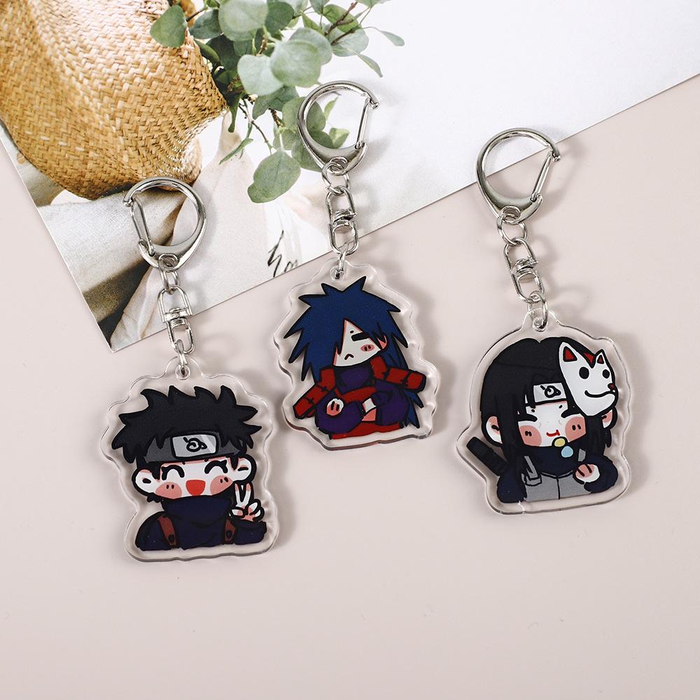 Anime Cartoon Naruto Uchiha Itachi Obito Madara Shisui Hyga Neji Nara Shikamaru Deidara Acrylic Keychain Gifts 5Cm