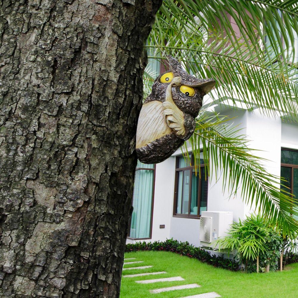 Personified Owl Tree Hanging Simulated Tree Decorations Pendant Miniature Figurine Sculpture  Home