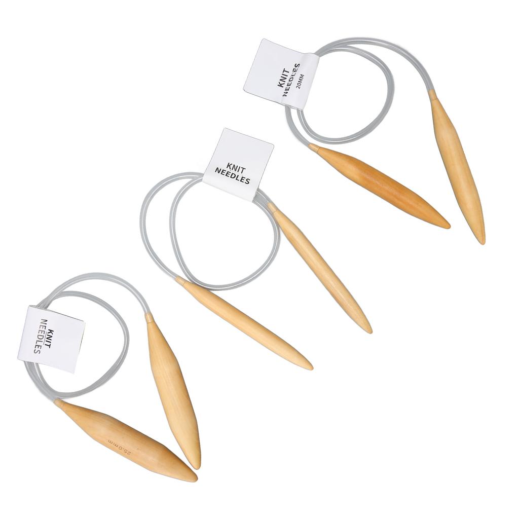 Dřevěné kruhové pletací jehlice 31,5 palce dlouhé, různé velikosti, sada silných bambusových kruhových jehlic, koberec