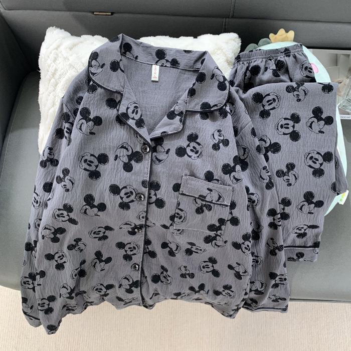 Dámský bavlněný pyžamový set Mickey - Jaro/Podzim Svetr & Dlouhé kalhoty