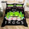 Duvet Cover Cartoon Mushroom Frog Cute Frog Duvet Cover for Kids Boys Girls Natural Wild Fungus Comforter Cover Pink Mushroom