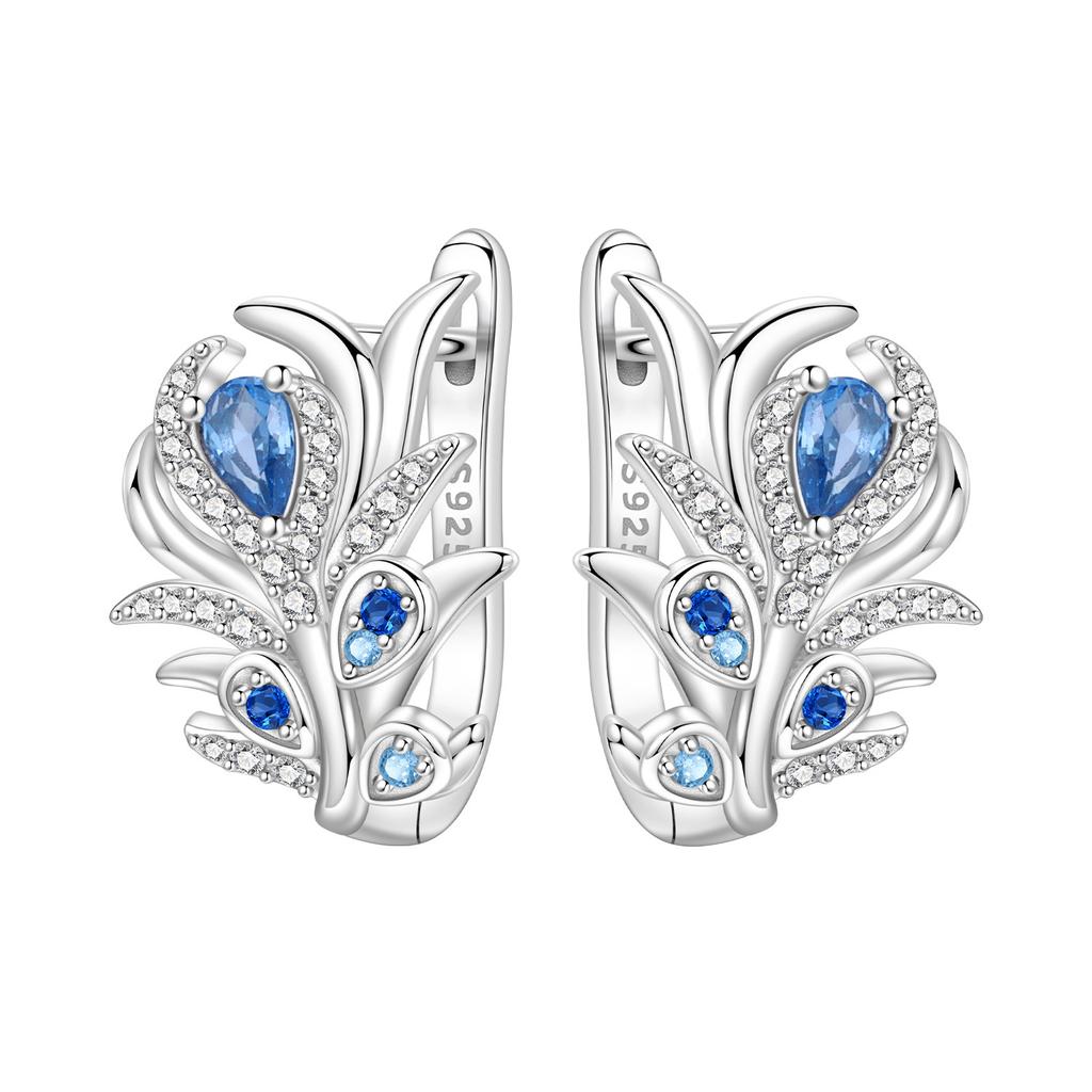 Orstarry 925 Silber Blauer Zirkon Sternenhimmel Ohrring Original Schmuck Creolen Damen Schmuck Party Trendige Geschenke