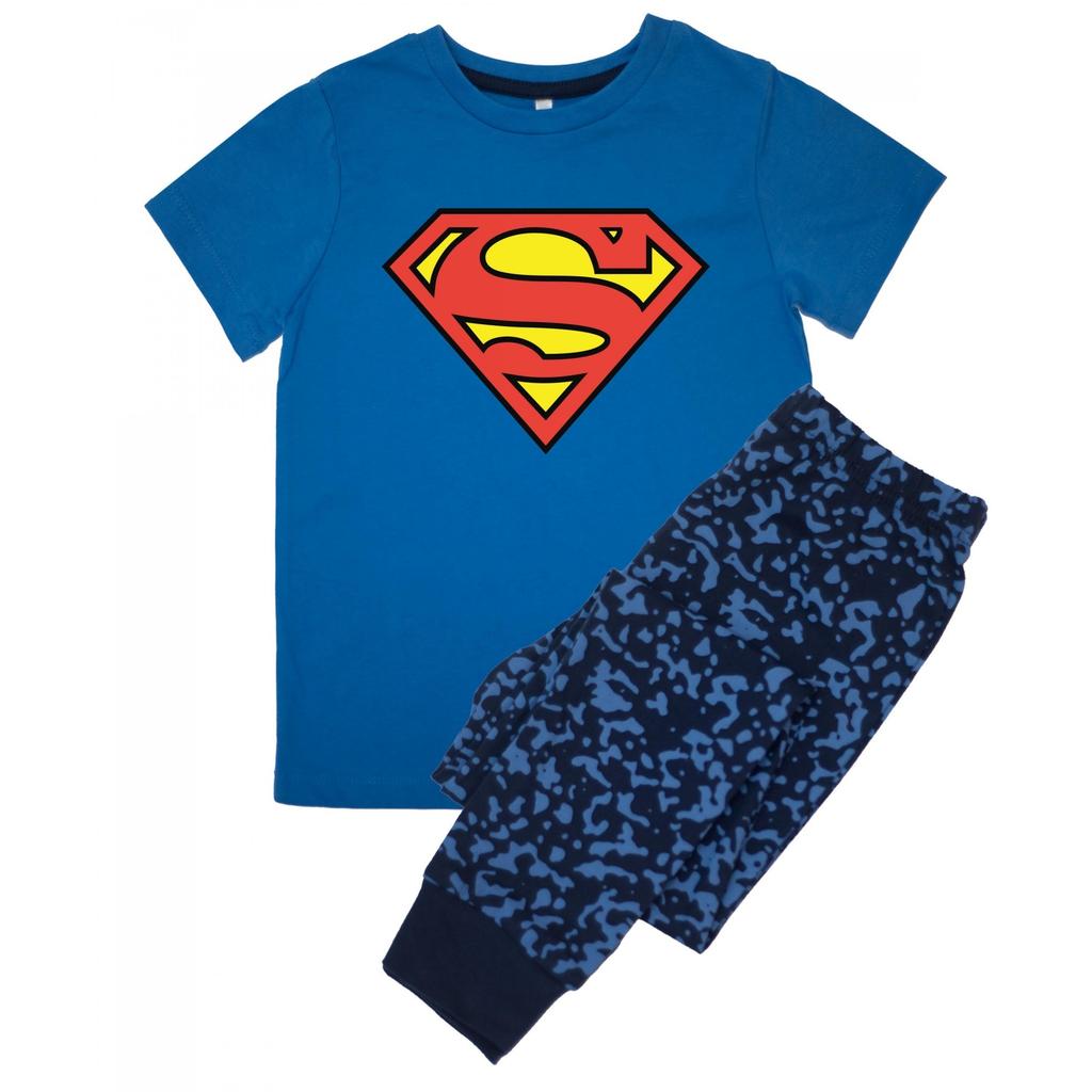 SUPERMAN Boys Camo Logo Long Pyjama Set