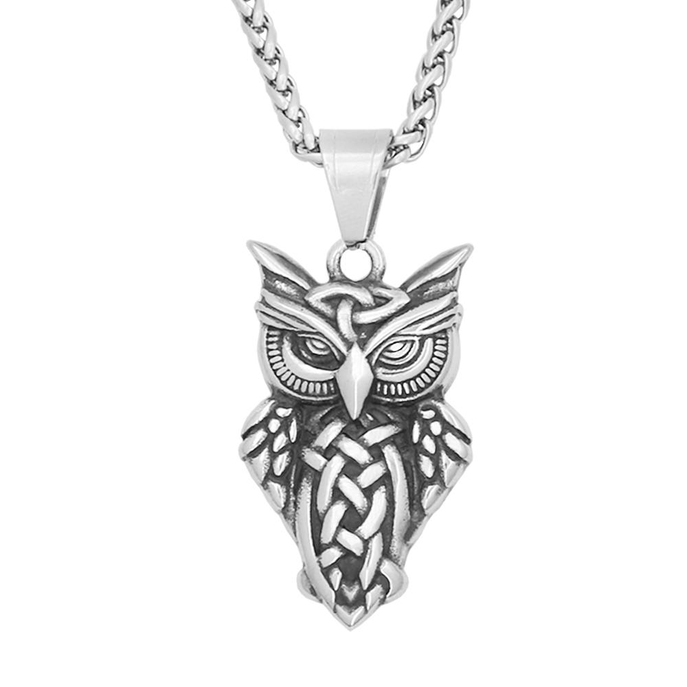 Vintage Nordic Owl Necklace Pendant Stainless Steel Viking Animal Pendant For Men Women Unique Amulet Jewelry Gift Dropshipping