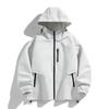 Mens Hooded Jacket Loose Fit Outdoor Casual Workwear Style Dual-Sided Long Sleeve Solid Color