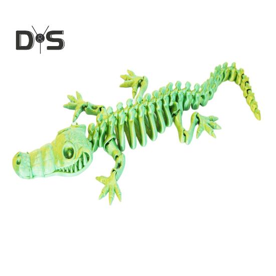 3D Printed Skeleton Crocodile Figurine Movable Joints Bone Crocodile Figure Articulated Animal Model Toy Home Office Desktop Decoration Ornament