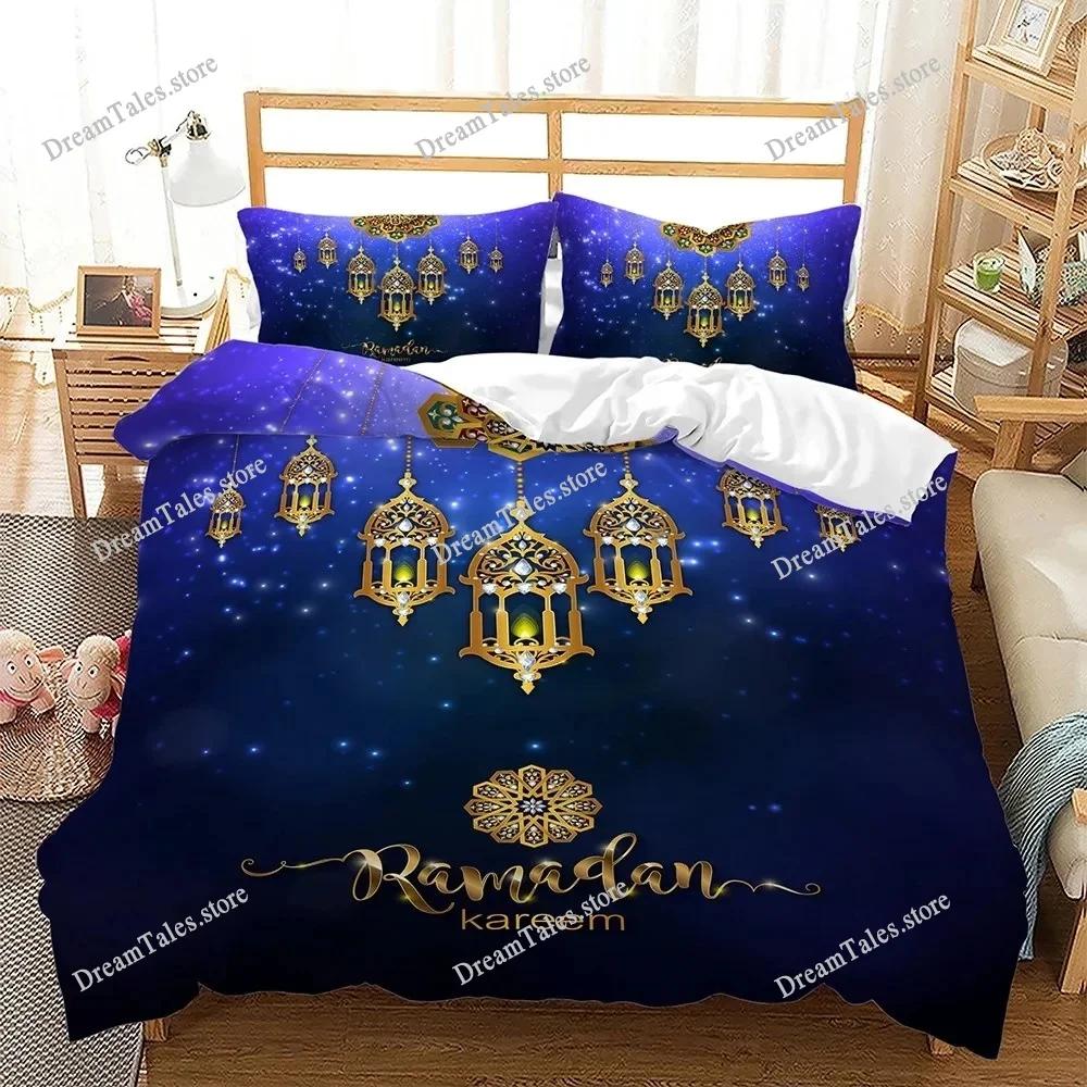 Ramadán Arabská Noc Měsíc Hvězdy Lampa 3D Sada Povlečení Queen King Polyester Povlak na Přikrývku Povlaky na Polštáře Sady Povlaků na Peřinu Luxusní Dárek36